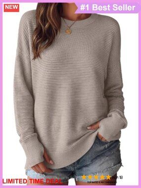 Women's Ribbed Long Sleeve Sweater with Thumb Hole